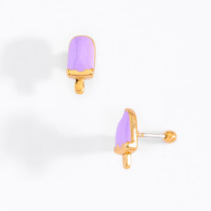 Aretes Morados En Baño De Oro