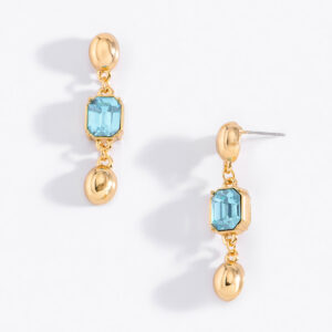 ✨ Aretes Medianamente Elegantes en Baño de Oro con Piedras Aguamarina ✨