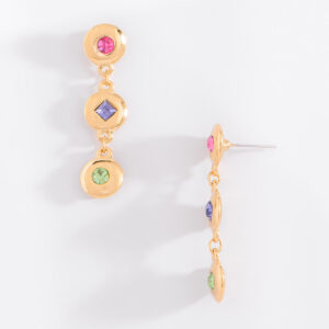 ✨ Aretes Largos de Baño de Oro con Piedras Multicolores 🌟