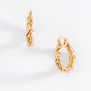 ✨ Arracadas Medianas con Poste, Baño de Oro ✨