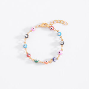 ✨ Pulsera de Ojitos en Baño de Oro - Elegancia y Color en 13 cm ✨