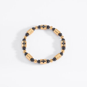 ✨ Pulsera de Medida Única con Cuentas y Esmalte Negro ✨