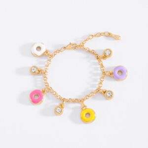 Pulsera con Dijes en Forma de Donitas - Elegancia en Baño de Oro