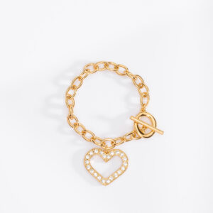 ✨ Pulsera de Corazón en Baño de Oro con Piedras Cristalinas ✨