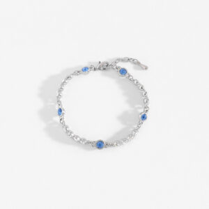 ✨ Pulsera Elegante en Baño de Platino con Piedras Azules y Cristal - 18 cm + 2 cm de Extensión ✨
