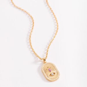 ✨ Collar de Buena Fortuna con Baño de Oro y Piedras Cristalinas ✨